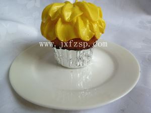 仿真蛋糕模型：黄色杯装蛋糕食品模型