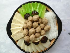 仿真火锅模型 沙锅中肉丸火锅模型