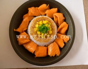 铁板烧食品品模型：铁板烧黑椒三文鱼饭