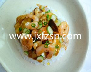 上海假菜：鸡肉炒饭虾和瑶柱模型