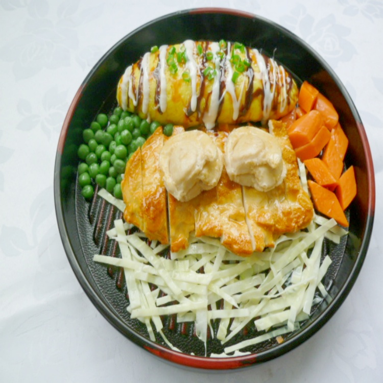 仿真食物 鸡扒蛋包饭模型