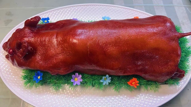 仿真烧烤模型 仿真烤乳猪食物模型